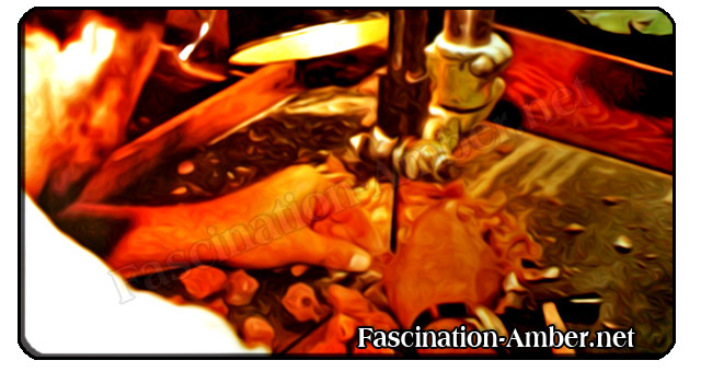 amber - sawing amber - sawing